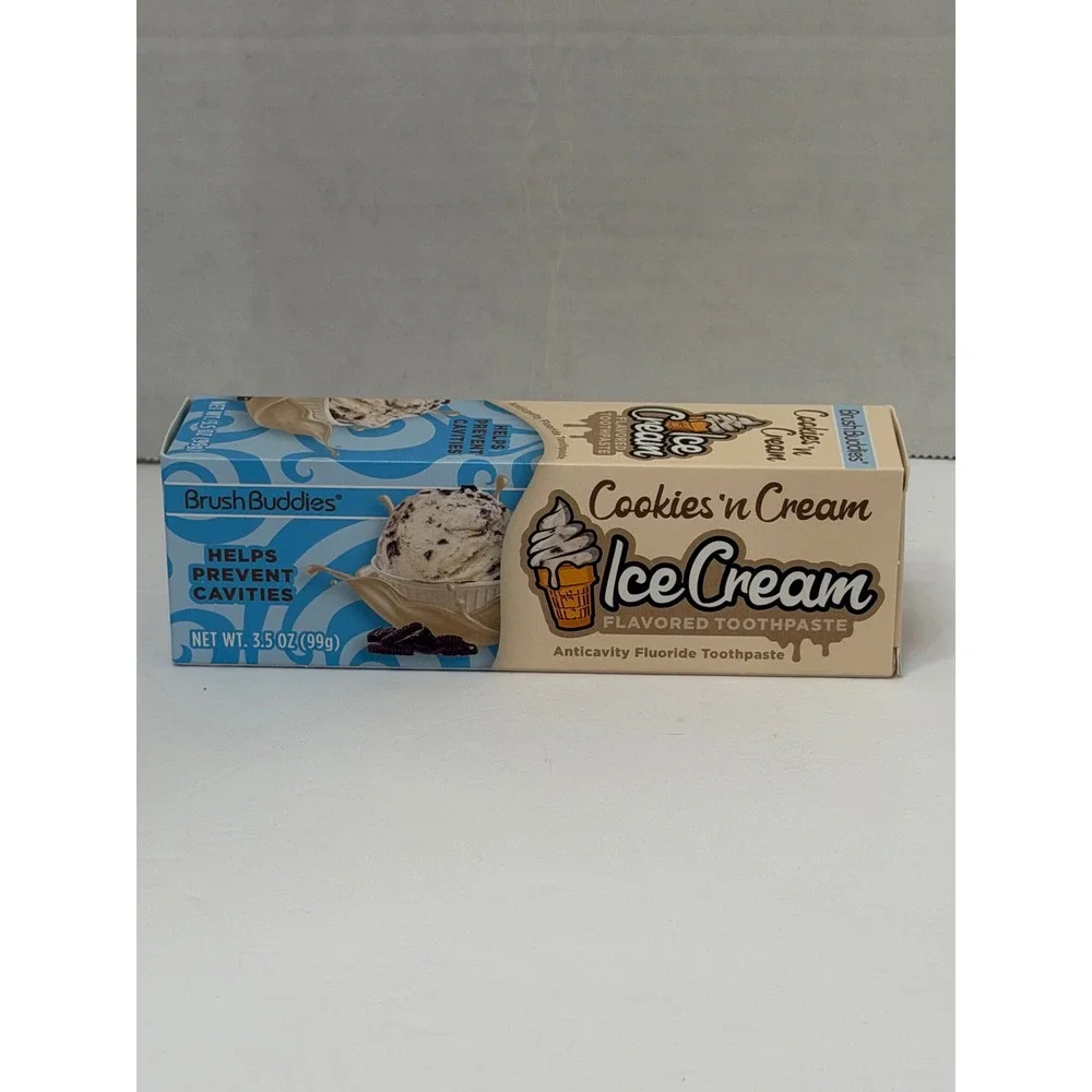 Brush Buddies Cookies n Cream Ice Cream Flavored Toothpaste 3.5oz Anticavity